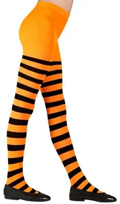 Obrázek produktu pro Pruhované punčocháče pro děti černo-oranžové