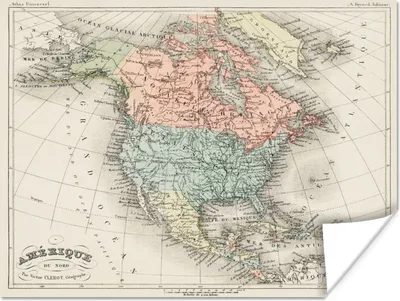 Produktbild von MuchoWow® Poster Karte - Vintage - Amerika 80x60 cm - Kunst für zu Hause