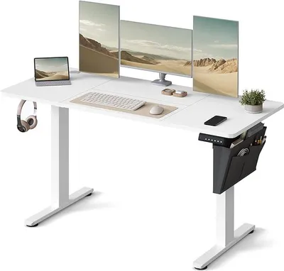 Image de Bureau Électrique Réglable En Hauteur, 60 X 140 X 72-120 Cm, Fonction Mémoire Avec 4 Hauteurs, Pour Bureau À Domicile, Bureau, C
