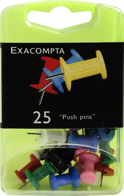 Image de Exacompta Boîte de 25 épingles Push Pins Hauteur pointe 7mm 10mm assort 14740E