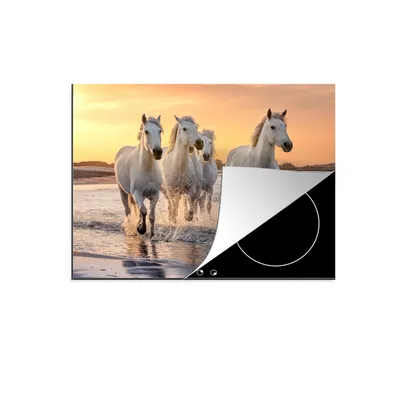 Produktbild von KitchenYeah© Herdabdeckplatte Pferde - Sonne - Meer - Strand - Tiere , 77x59cm, Küche Deko, Glaskeramikkochfeld Herdabdeckung, Abdeckplatte fùr Kochfeld
