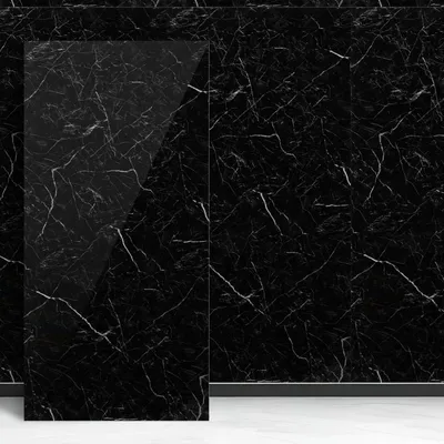 Immagine prodotto di Jayseuw 0,72 m² Rivestimento murale in PVC, pannelli con effetto marmo, per bagno e cucina, alternativa alle piastrelle e al marmo, 120x60 cm, piastrelle per bagno e cucina, nero