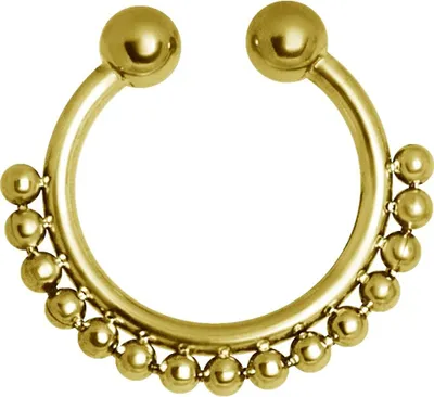 Produktbild von Karisma Gold Fake Shiny Septum Clicker Nasenpiercing Piercing-Ring mit Kugeln aus Edelstahl 316L