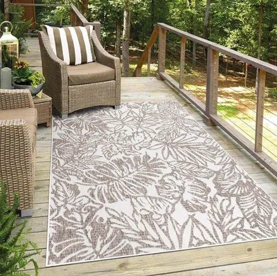 Produktbild von Teppich wetterfest mit Blumenmuster - 160 x 230 cm