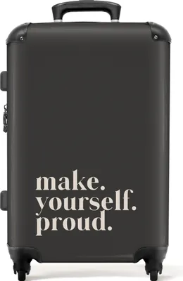 Produktbild von NoBoringSuitcases.com® Großer Koffer - Text - Inspiration - Grau - Zauberspruch - Kombinationsschloss TSA - Hartschalen Trolley 4 Rollen - 72 liter - Reisekoffer - 66 cmKoffer Mittelgroß 67x43x25 cm, 72L,