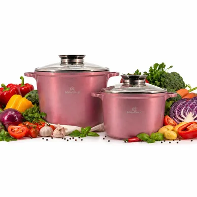 Obrázek produktu pro Sada 4 hrnců KlönBerg | 6,2|10,2 l | VELKÉ HRNCE | Nepřilnavý povrch | Indukce | S víkem | Velké hrnce | Polévkový hrnec | Pro všechny typy sporáků | KB4225