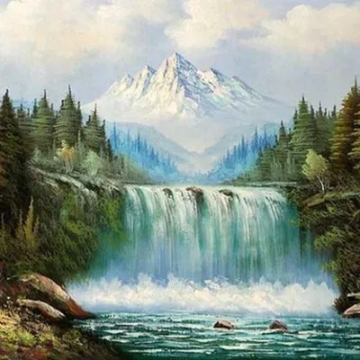 Produktbild von NORIMPEX Maloven nach Zahlen Landschaft mit Wasserfall und Berg 40x50cm