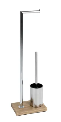 Produktbild von WENKO Stand WC Garnitur MARLA Toiletten Bürsten Rollen Halter Holz Optik Ersatz