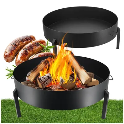 Produktbild von Feuerstelle Ø 80 cm aus Metall mit Beinen - Feuerschale - Gartengrill für Camping und Lagerfeuer