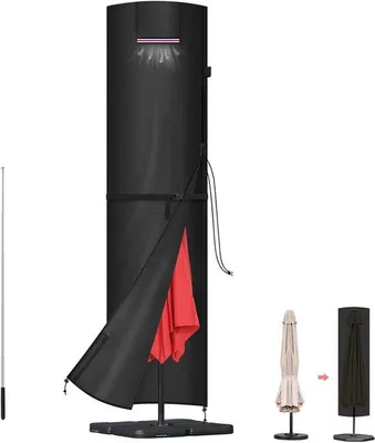 Produktbild von Sonnenschirmhüllen wasserdicht - Sonnenschirmhüllen für Markisen - Sonnenschirmhüllen mit Stange - Sonnenschirmhüllen 240x58/58 cm - UV-beständig - Reißfestes Material - Sonnenschirmschutz