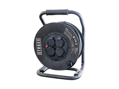 Produktbild von STROXX Kabeltrommel 40 m – Neopren, IP44, 4 Steckdosen, 3000 W, Überhitzungsschutz, Outdoor geeignet