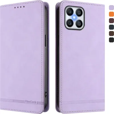 Immagine prodotto di Custodia per Honor X8 4G, custodia retro in Finto cuoio con supporto e slot per carte di credito Viola