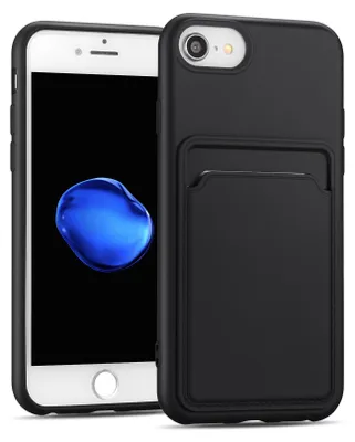 Immagine prodotto di Custodia per cellulare per Apple iPhone 7 / 8 / SE 2 / SE 3 copertura protettiva in silicone con slot per schede Slim Wallet Case, nero