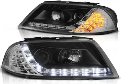 Obrázok produktu pre Svetlomety LED denné svietenie optika pre VW Passat 3BG 00-05 chrómové LED indikátory