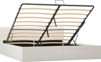 Image de vidaXL Lit de rangement hydraulique blanc similicuir 180×200 cm