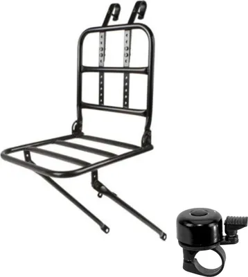Zdjęcie produktu dla Przedni bagażnik rowerowy Ventura do opon 24" do 28" (700C) stalowy czarny wraz z dzwonkiem rowerowym