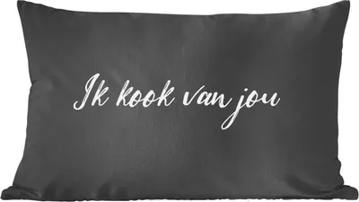 Produktbild von MuchoWow® Zierkissen Sofakissen Wohnzimmer Dekokissen 60x40 cm Zitate - Sprichwörter - Ich koche von dir - Liebe - Partner - Kopfkissen - Polster mit Foto