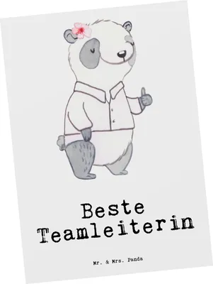 Produktbild von Mr. & Mrs. Panda Postkarte Panda Beste Teamleiterin - Weiß - Geschenk, Leiterin, Vorgesetzte, Fotokarte, Ansichtskarte, Ruhestand, Abschiedsgeschenk, Grußkarte, Kollegin