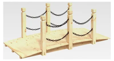 Produktbild von Gartenbrücke mit Kettengeländer aus massivem Fichtenholz 150x67x56 cm