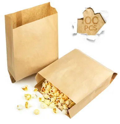 100 Kraftpapier-Beutel 18x27x7 cm für Brot und Geschenke