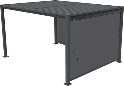 Image de Pergola bioclimatique avec 2 stores en acier galvanisé "Howard" - 3 x 4 m - Gris