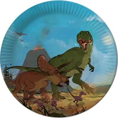 T-Rex Teller Dinosaurier 8 Stück 23 cm Tisch-Deko Geburtstag Party-Zubehör Kindergeburtstag SALE Dekoration