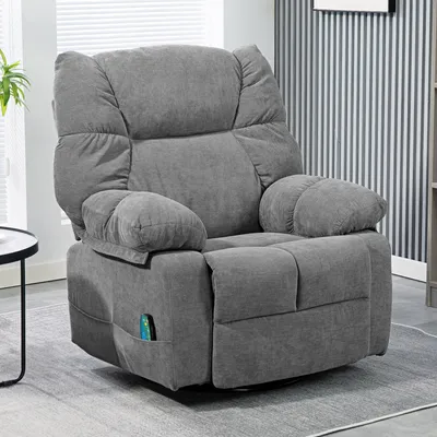 Produktbild von Massagesessel drehbar 360°, Relaxsessel mit Vibrationsmassage & Lendenwärme, Fernsehsessel Polyester, Dunkelgrau | 98x90x98 cm | 145° neigbar | 5 Modi
