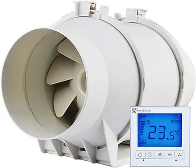 Image de ventilateur tubulaire 54W à 3 vitesses Interrupteur intelligent et minuterie Ventilateur d'extraction pour chambre Salle de bain Cuisine Volume d'air réglable : 410/470/530 (m3 / h)