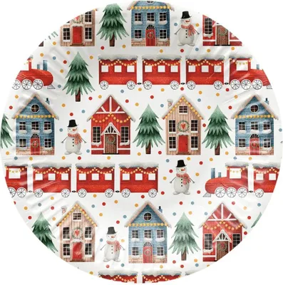 Obrázok produktu pre Útulné okrúhle kartónové vianočné taniere, 18 cm, 8 kusov