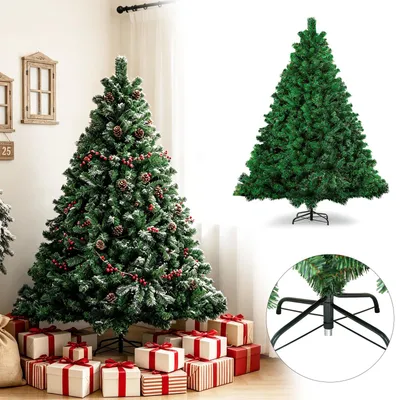 Immagine prodotto di Albero di Natale artificiale Eikuavons, altezza 180 cm, con 650 punte in PVC, abete decorativo con supporto, albero di Natale artificiale verde