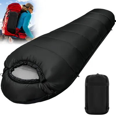 Imagen del producto de Saco de dormir para momias, impermeable, ultraligero, para adultos y niños, versátil para camping