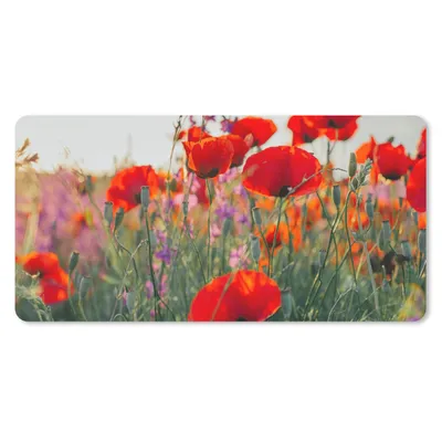 Produktbild von MuchoWow® Mauspad Mousepad Mohn - Blumen - Rot - Lila - Wiese 60x30 cm - Mousepads - Maus Mat - Pad - Mausunterlage - Nachhaltig