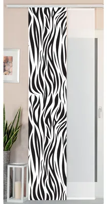 Schiebegardinen Set 2er, Wildseide-Optik & Voile, 245x45 cm, Zebra