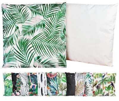 Produktbild von JACK Outdoor Motiv Kissen 45x45cm Lounge Dekokissen inkl. Füllung Wasserabweisend Sitzkissen Garten Stuhl, Farbe:Palmenblätter