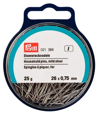 Stecknadeln 0,75 x 26 mm silberfarben, Eisen, 230 Stück