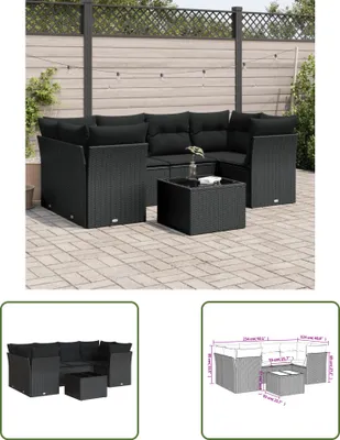 Produktbild von The Living Store 7-tlg. Garten-Sofagarnitur mit Kissen Schwarz Poly Rattan