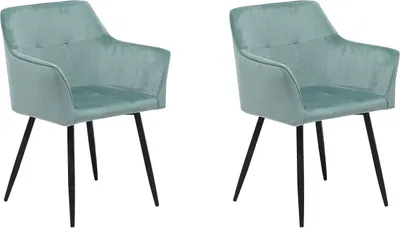 Produktbild von BELIANI Esszimmerstuhl 2er Set Mintgrün Samtstoff Metallbeine Retro-Stil