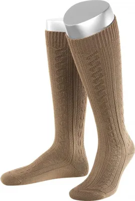 Produktbild von Lange Damen Trachtensocken Trachtenstrümpfe Zopf Socken , Farbe:Hellbraun, Göße:42-44