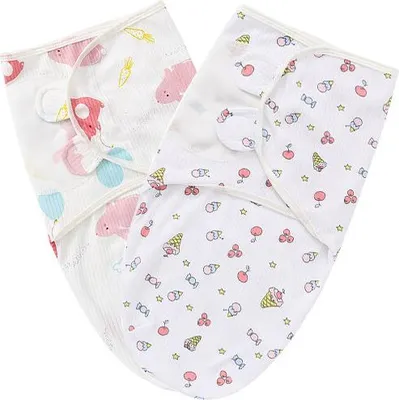 Produktbild von ASKSA Pucktuch 0-3 Monate, 2er Pack Pucksack Baby aus 100% Baumwolle, Sicherheit, Universal Verstellbare, Wickeltuch fuer Saeuglinge Babys,Hase + Eiscreme