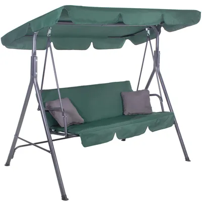 Image de Springos® Balançoire hollywoodienne avec toit 3 personnes Balançoire de jardin - Luna