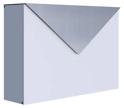 Produktbild von Wandbriefkasten Letter in Weiß mit Edelstahlklappe