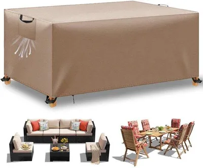 Produktbild von Famanu Abdeckung für Gartenmöbel winddicht und UV-beständig - khaki, 242 x 162 x 100 cm