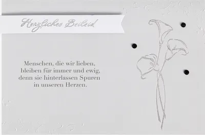 Produktbild von Trauer Beileid Kondolenz Karte mit Umschlag, unverpackt, Herzliches Beileid Blumen silberne Metallicfolie