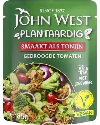 Produktbild von John West Plantaardige Tonijn in Tomatensauce, 85 g – Vegane Proteinreiche Alternative