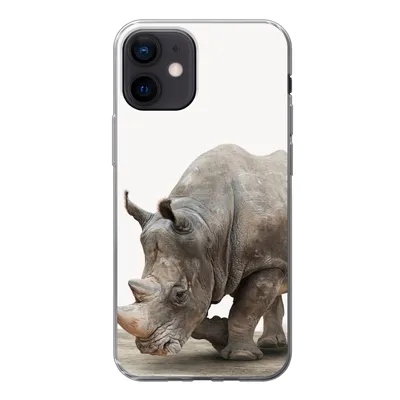 Produktbild von MuchoWow® Handyhülle Schutzhülle Hülle für iPhone 12 Nashorn - Jungen - Wildtiere - Kinder - Mädchen - Tiere Silikon Softcase Handy Hülle - Schutzhülle