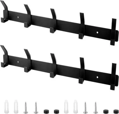 Immagine prodotto di Uniqoos®: Porta appendiabiti da parete con 5 ganci, set da 2, realizzato in lega di alluminio inossidabile, ideale per bagno, cucina, ingresso, soggiorno