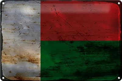 Produktbild von Blechschild Flagge Madagaskar 30x20cm Madagascar Rost