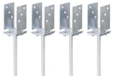 Zdjęcie produktu dla Alberts 4 x wsporniki słupków U, szerokość 71 - 131 mm, wysokość 110 mm, kotwa do betonu ze stali falistej 200 mm, ocynkowana, pasywowana grubowarstwowo, do osadzania w betonie