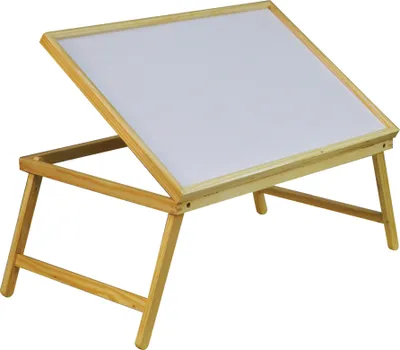 Productafbeelding van Aidapt Bedtafel met inklapbare poten en verstelbaar blad - Hout, 65x40x35cm - Wit/Bruin