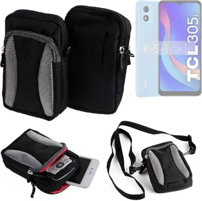 Produktbild von K-S-Trade Holster Schutz Hülle kompatibel mit TCL 305i Handy Hülle Gürteltasche Umhängetasche mit Zusatzfach schwarz